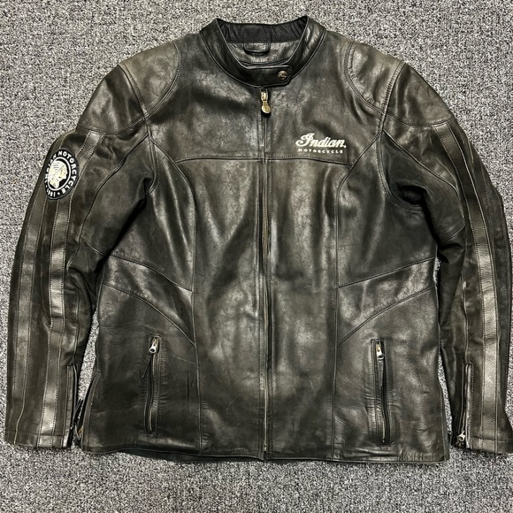 Indian Motorcycle Licensed Black Full Leather Coat Jacket Size: Women's XL